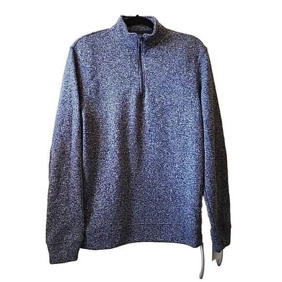Old Navy 1/4 Zip Pullover Sweater Men's Medium Blue Raglan Sleeve Mock Neck - Picture 1 of 9